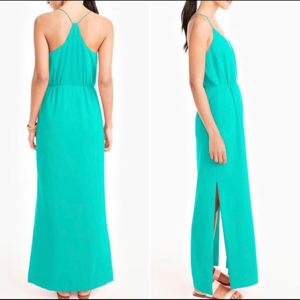 J.Crew Green Summer Raceback Maxi Dress size 2